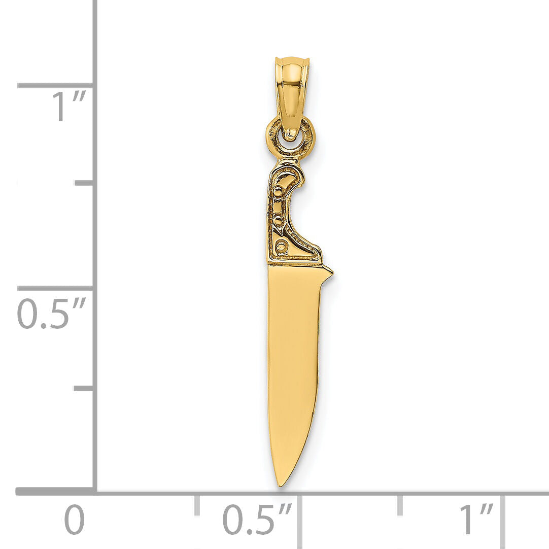 14K 3-D Polished Butcher Knife Charm-K7343