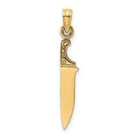 14K 3-D Polished Butcher Knife Charm-K7343