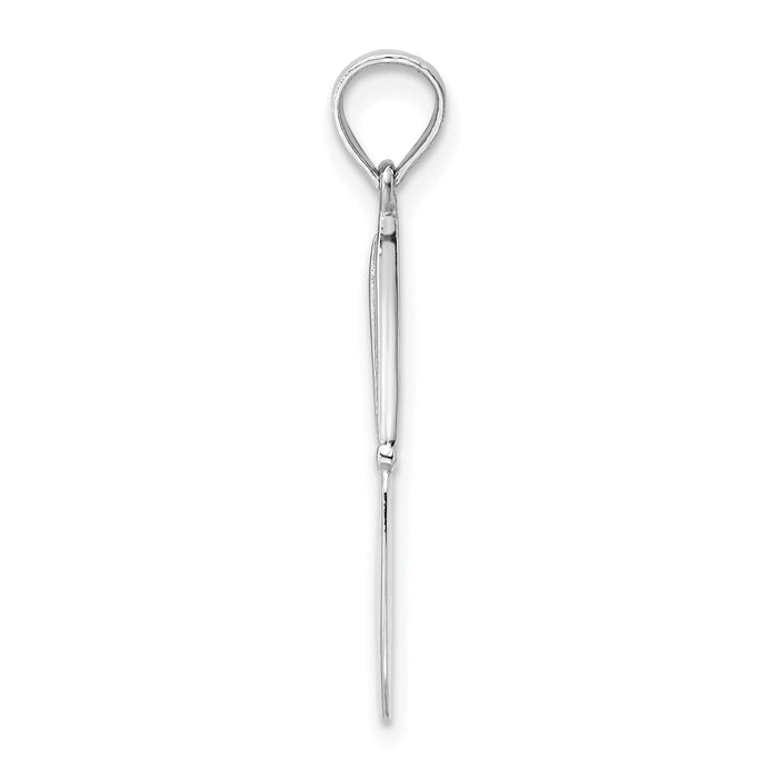 14K White Gold 3-D Polished Table Knife Charm-K7344W