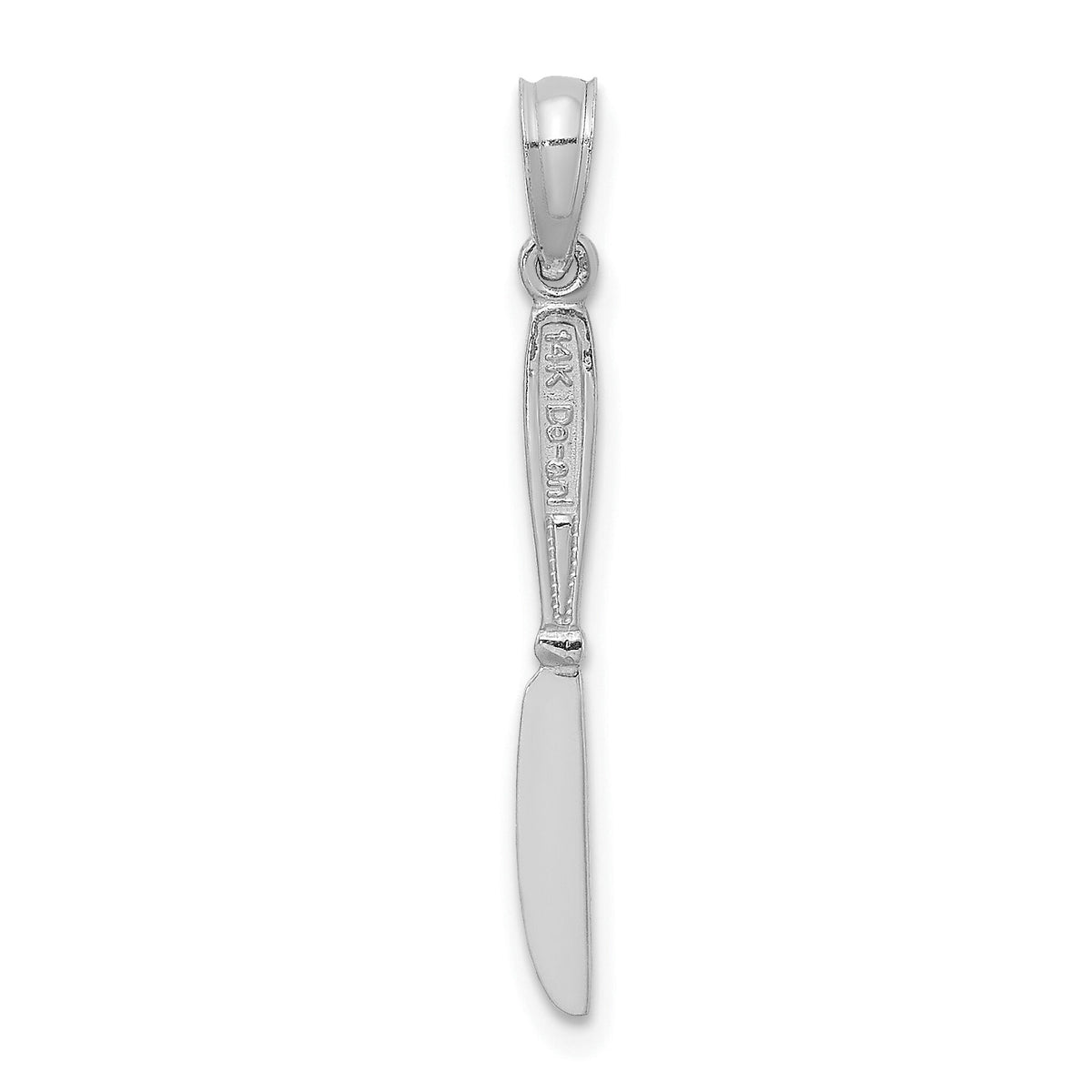 14K White Gold 3-D Polished Table Knife Charm-K7344W