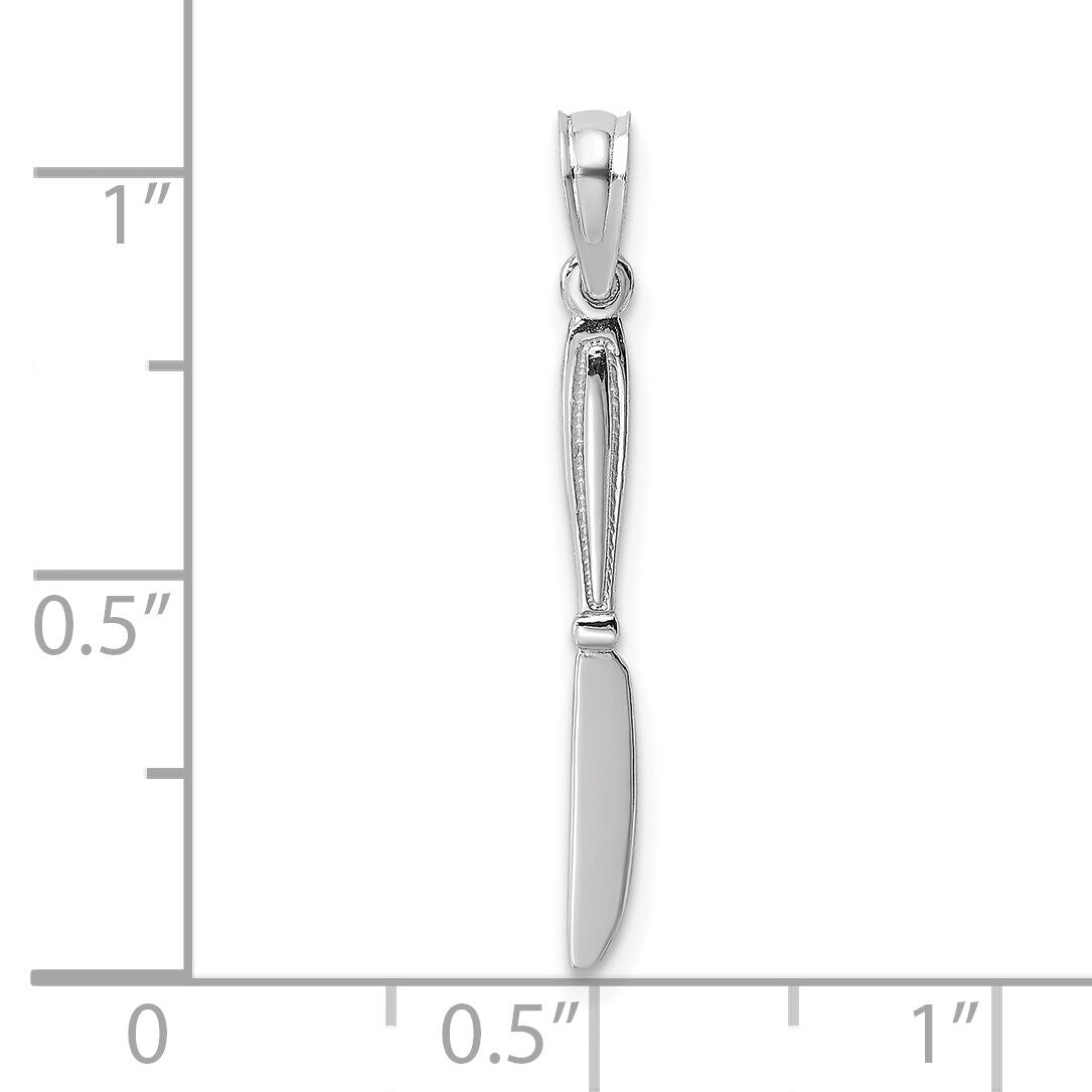 14K White Gold 3-D Polished Table Knife Charm-K7344W