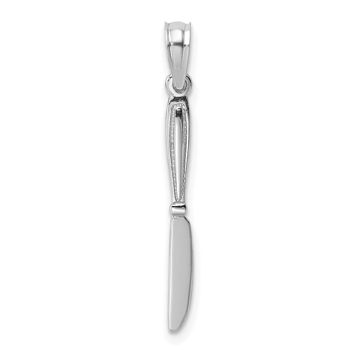 14K White Gold 3-D Polished Table Knife Charm-K7344W