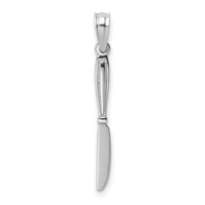 14K White Gold 3-D Polished Table Knife Charm-K7344W