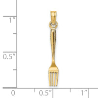 14K 3-D and Polished Table Fork Charm-K7345