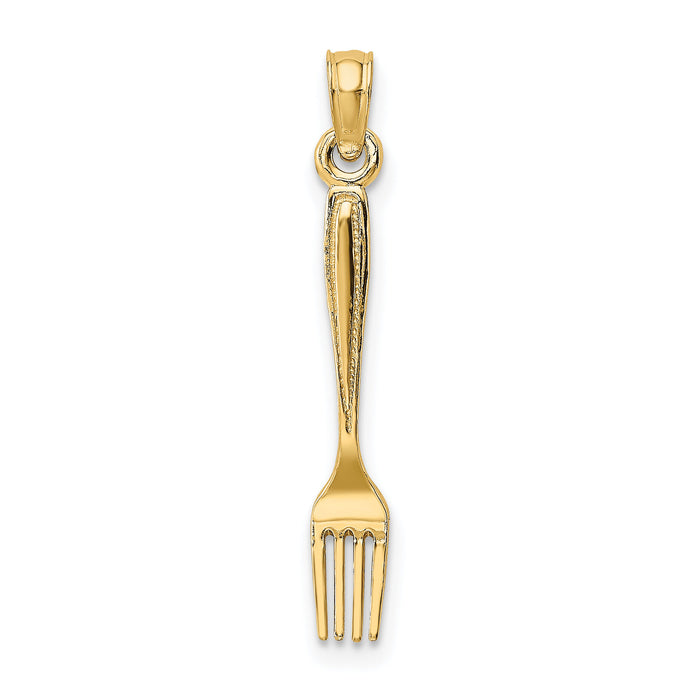 14K 3-D and Polished Table Fork Charm-K7345