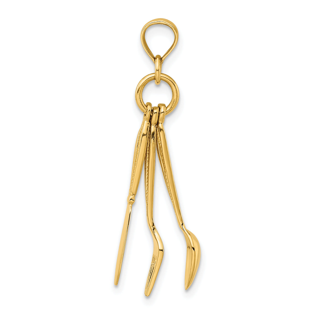 14K 3-D Moveable Knife, Fork, and Spoon Charm-K7347
