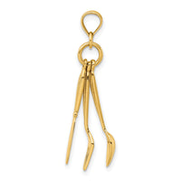 14K 3-D Moveable Knife, Fork, and Spoon Charm-K7347