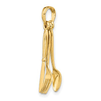 14K 3-D Moveable Knife, Fork, and Spoon Charm-K7347