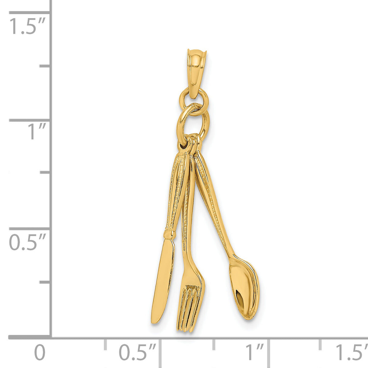 14K 3-D Moveable Knife, Fork, and Spoon Charm-K7347