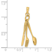 14K 3-D Moveable Knife, Fork, and Spoon Charm-K7347