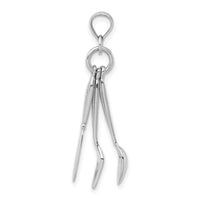 14K White Gold 3-D Moveable Knife, Fork, and Spoon Charm-K7347W