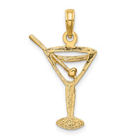 14K Polished Cut-Out Martini W/ Olive Charm-K7349