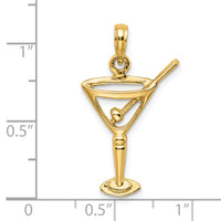 14K Polished Cut-Out Martini W/ Olive Charm-K7349