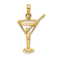 14K Polished Cut-Out Martini W/ Olive Charm-K7349