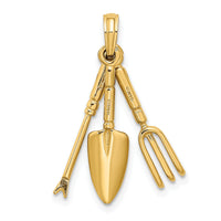 14K 3-D Moveable Garden Hand Tool Collection Charm-K7350