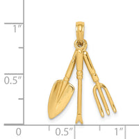 14K 3-D Moveable Garden Hand Tool Collection Charm-K7350