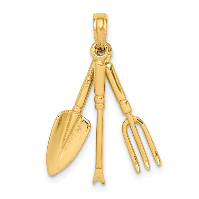 14K 3-D Moveable Garden Hand Tool Collection Charm-K7350