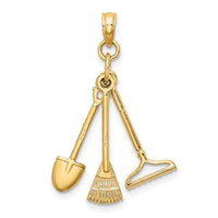 14K 3-D Moveable Garden Tool Collection Charm-K7351