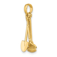 14K 3-D Moveable Garden Tool Collection Charm-K7351