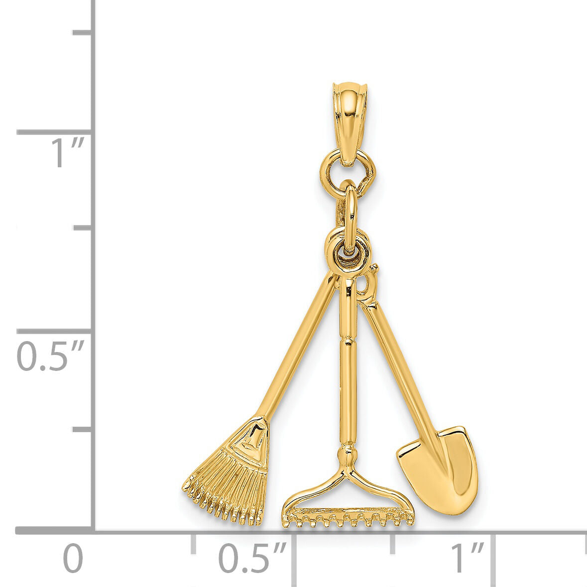 14K 3-D Moveable Garden Tool Collection Charm-K7351