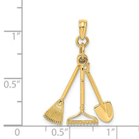 14K 3-D Moveable Garden Tool Collection Charm-K7351