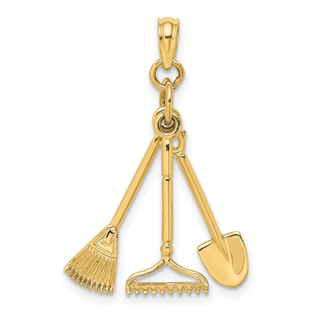14K 3-D Moveable Garden Tool Collection Charm-K7351