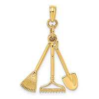 14K 3-D Moveable Garden Tool Collection Charm-K7351