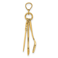 14K 3-D Moveable Spatula, Spoon, and Knife Charm-K7352