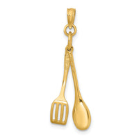 14K 3-D Moveable Spoon and Spatula Charm-K7353
