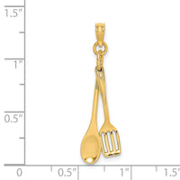 14K 3-D Moveable Spoon and Spatula Charm-K7353