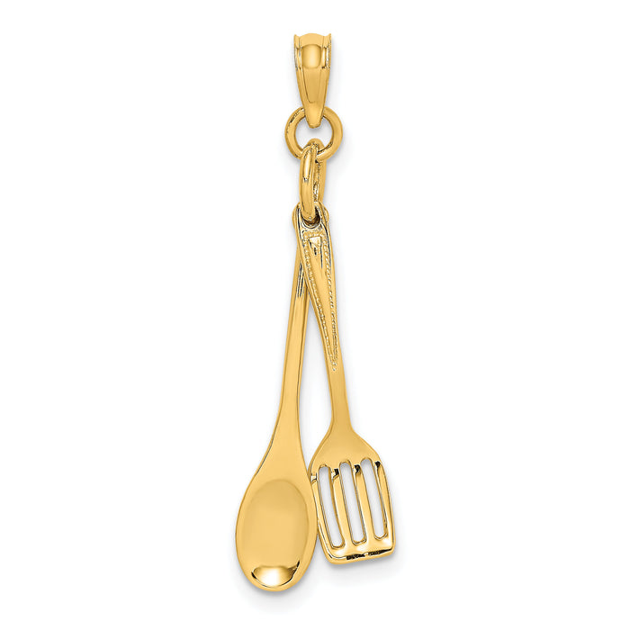 14K 3-D Moveable Spoon and Spatula Charm-K7353