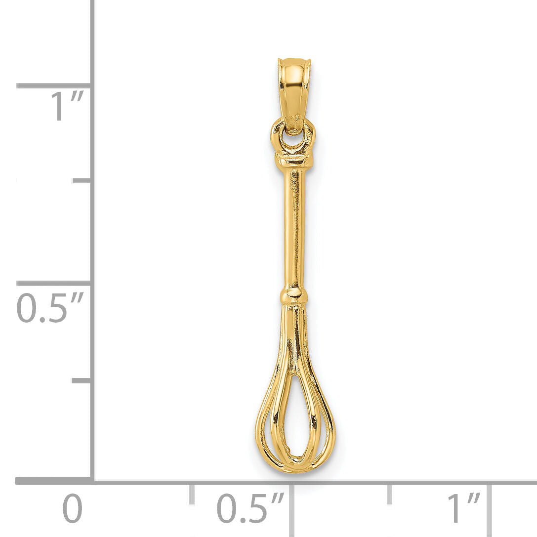 14K 3-D  Polished Whisk Charm-K7354