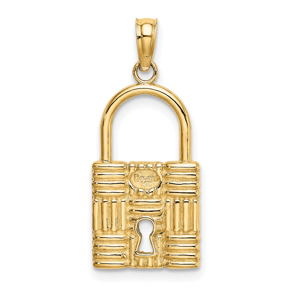 14K 3-D Padlock w/Key Hole Charm-K7356