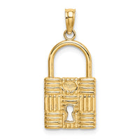 14K 3-D Padlock w/Key Hole Charm-K7356
