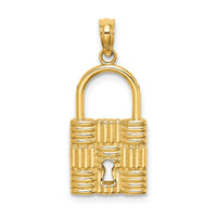 14K 3-D Padlock w/Key Hole Charm-K7356