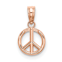 14K Rose Gold 3-D Peace Symbol Charm-K7357R
