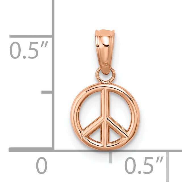 14K Rose Gold 3-D Peace Symbol Charm-K7357R