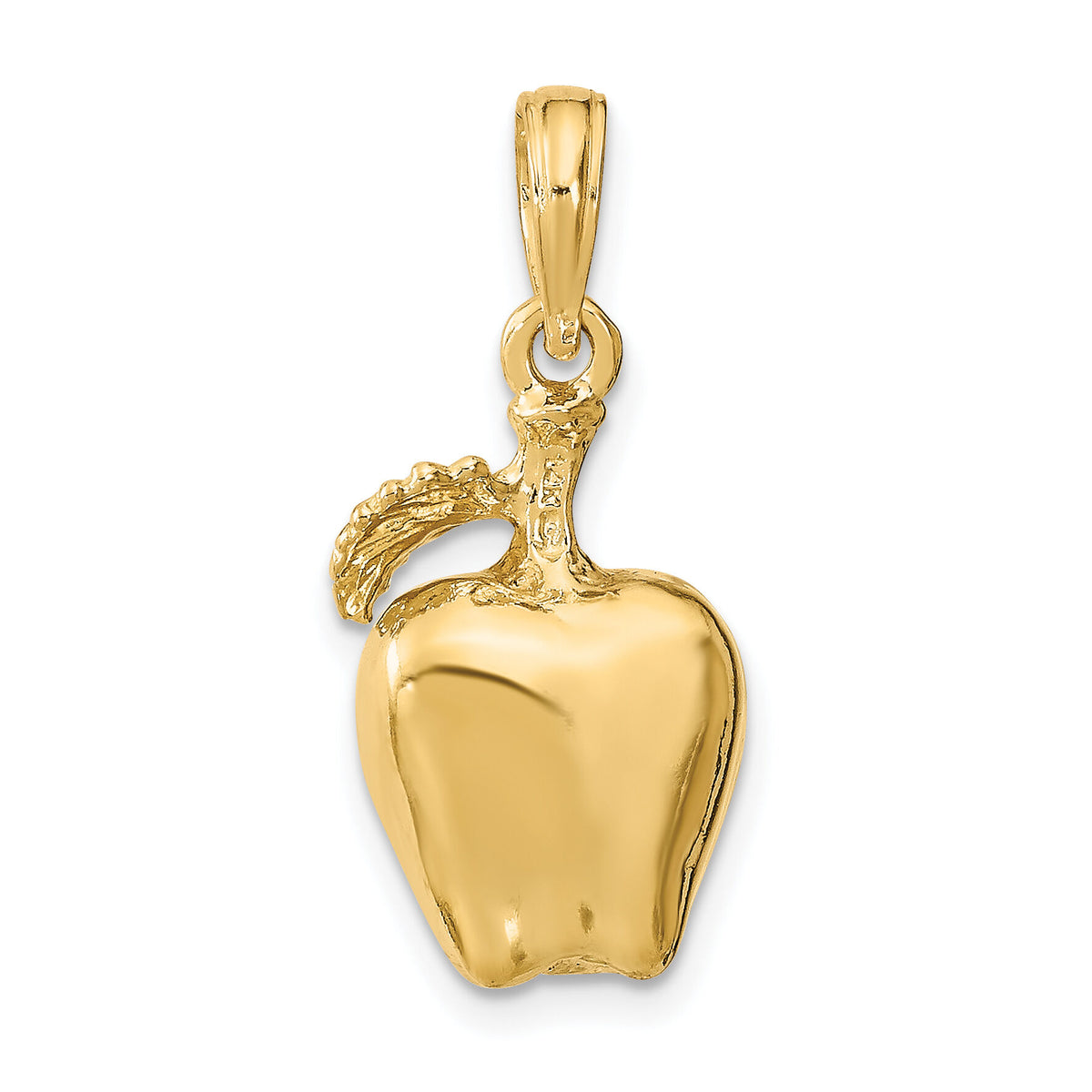 14K 3-D Apple W/ Stem and Leaf Charm-K7358