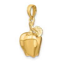 14K 3-D Apple W/ Stem and Leaf Charm-K7358