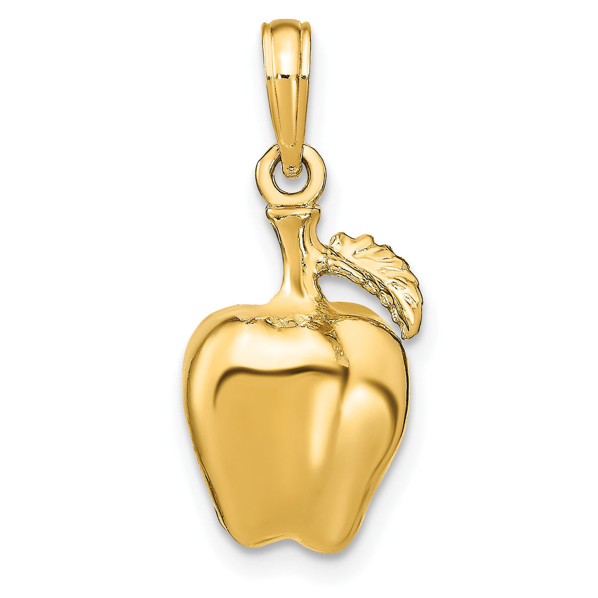14K 3-D Apple W/ Stem and Leaf Charm-K7358