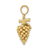 14K 3-D Grapes W/ Stem and Leaf Charm-K7360