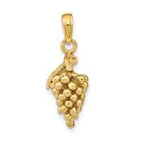 14K 3-D Grapes W/ Stem and Leaf Charm-K7360