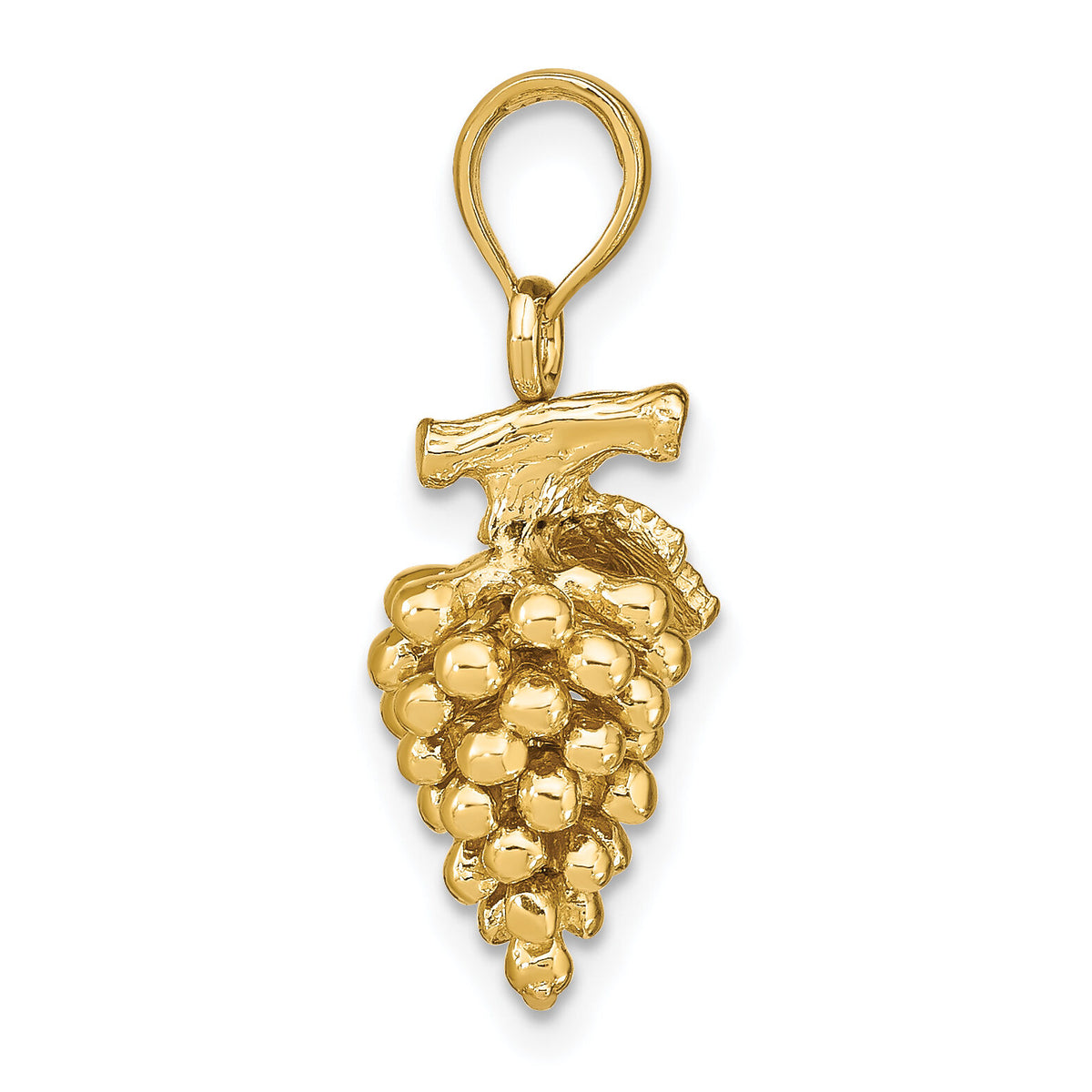 14K 3-D Grapes W/ Stem and Leaf Charm-K7360