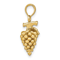 14K 3-D Grapes W/ Stem and Leaf Charm-K7360