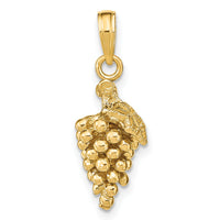 14K 3-D Grapes W/ Stem and Leaf Charm-K7360