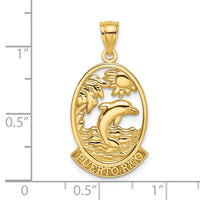 14K PUERTO RICO w/ Dolphin Sunset Scene Charm-K7369