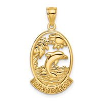14K PUERTO RICO w/ Dolphin Sunset Scene Charm-K7369