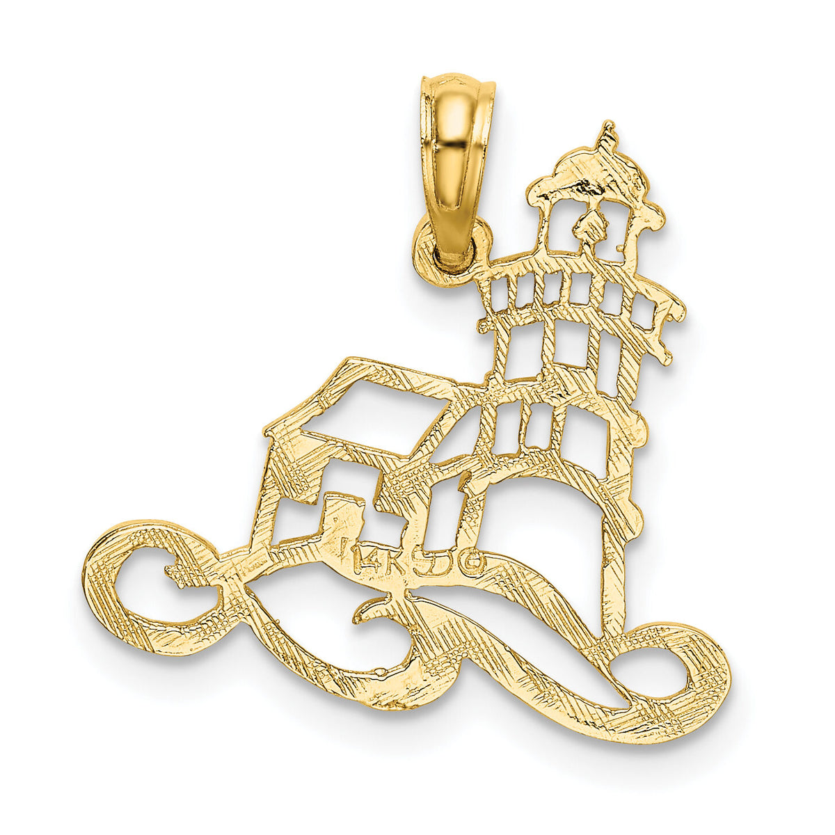14K Cut-Out Lighthouse w/ Water Charm-K7373