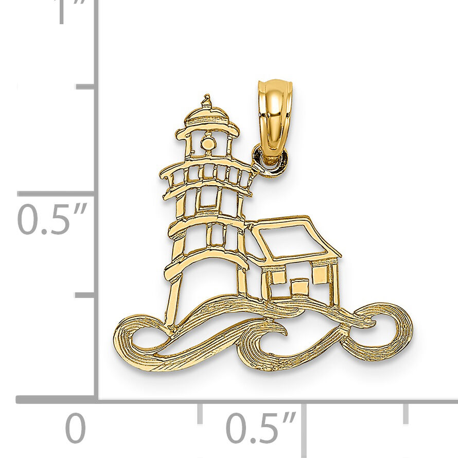 14K Cut-Out Lighthouse w/ Water Charm-K7373