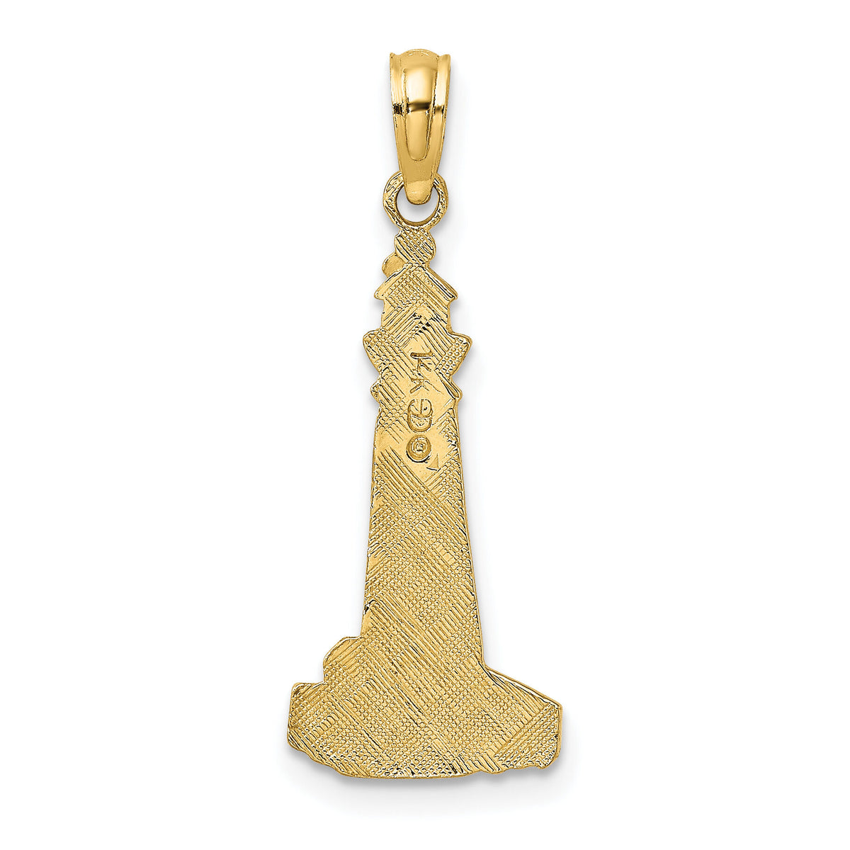 14K Flat and Textured Lighthouse Charm-K7378
